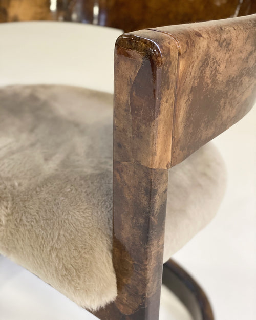 Lacquered Goatskin Armchair in Shearling - FORSYTH