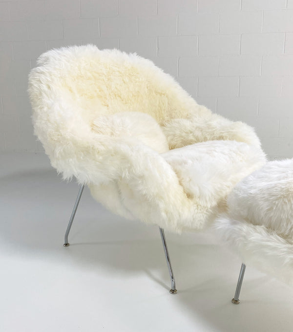 Bespoke Womb Chair and Ottoman in New Zealand Sheepskin