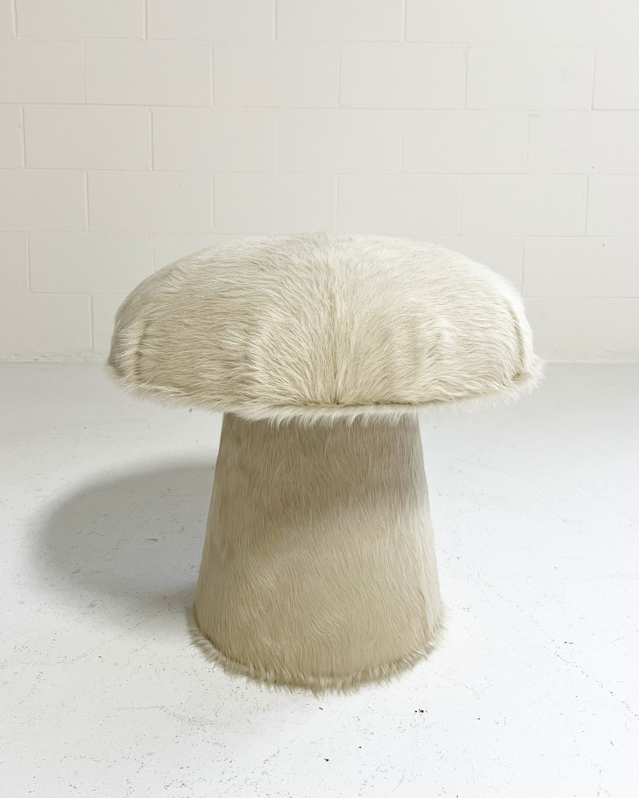 The Forsyth Mushroom Pouf in Ivory Cowhide
