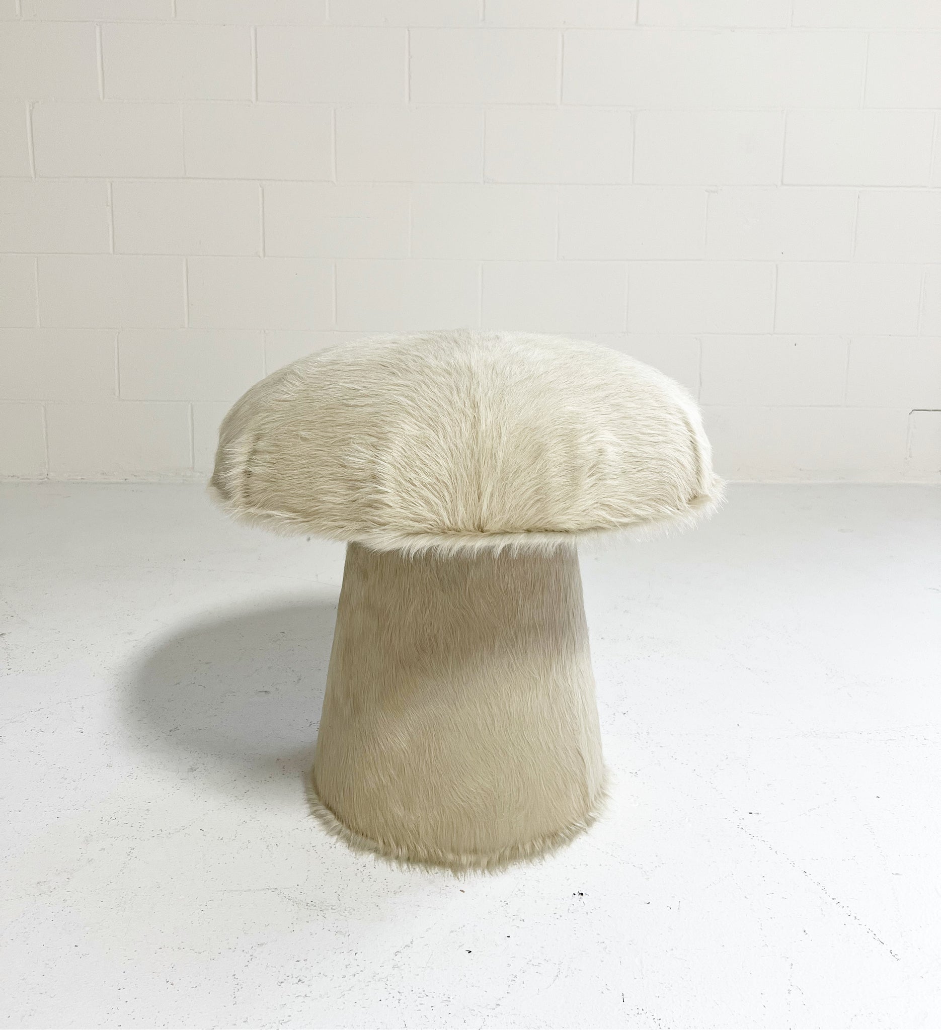 The Forsyth Mushroom Pouf in Ivory Cowhide