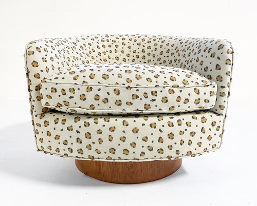 Swivel Lounge Chair in Chelsea Textiles 'Snuggle' Leopard Fabric