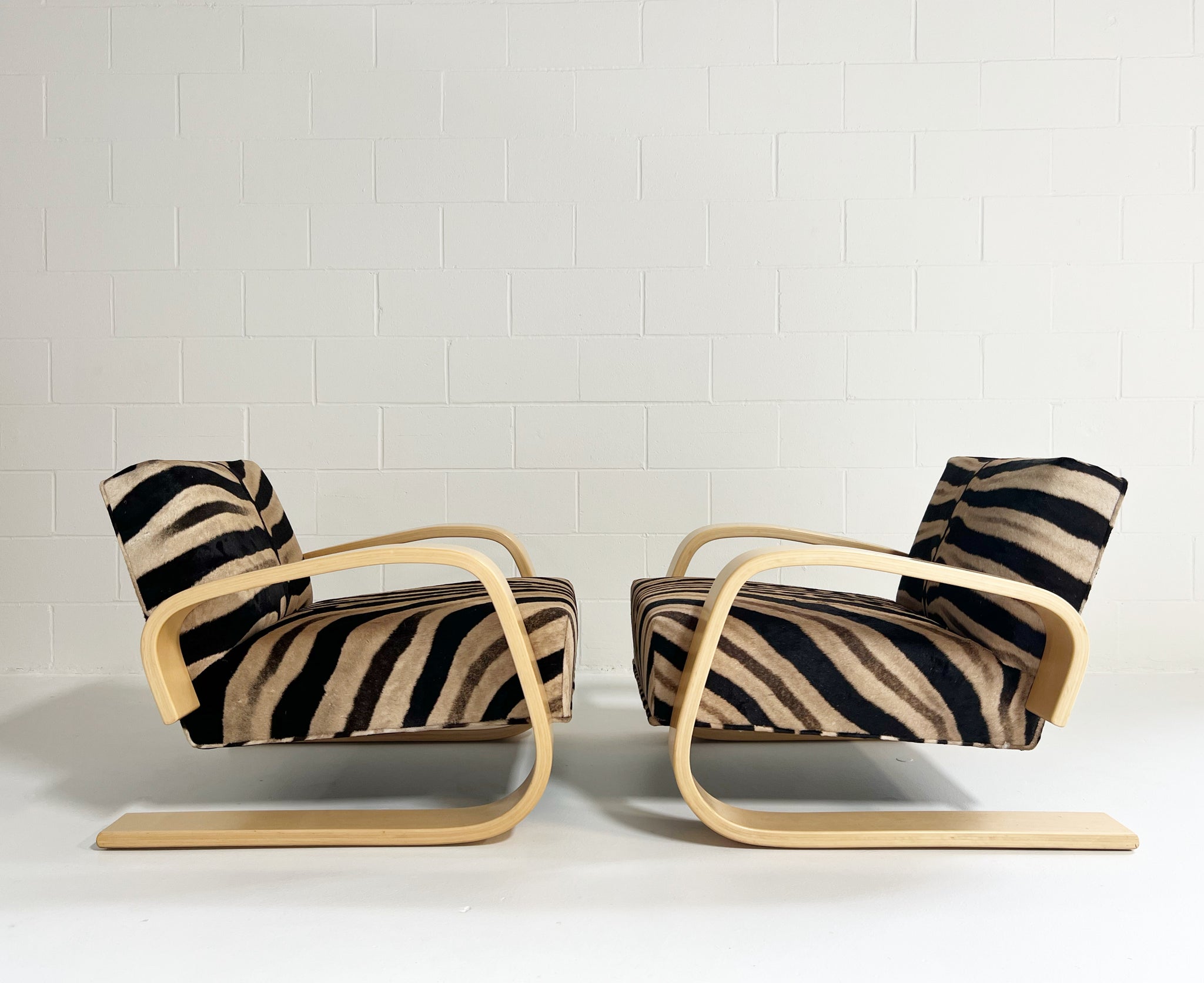 Model 400 "Tank" Lounge Chairs in Zebra, Pair