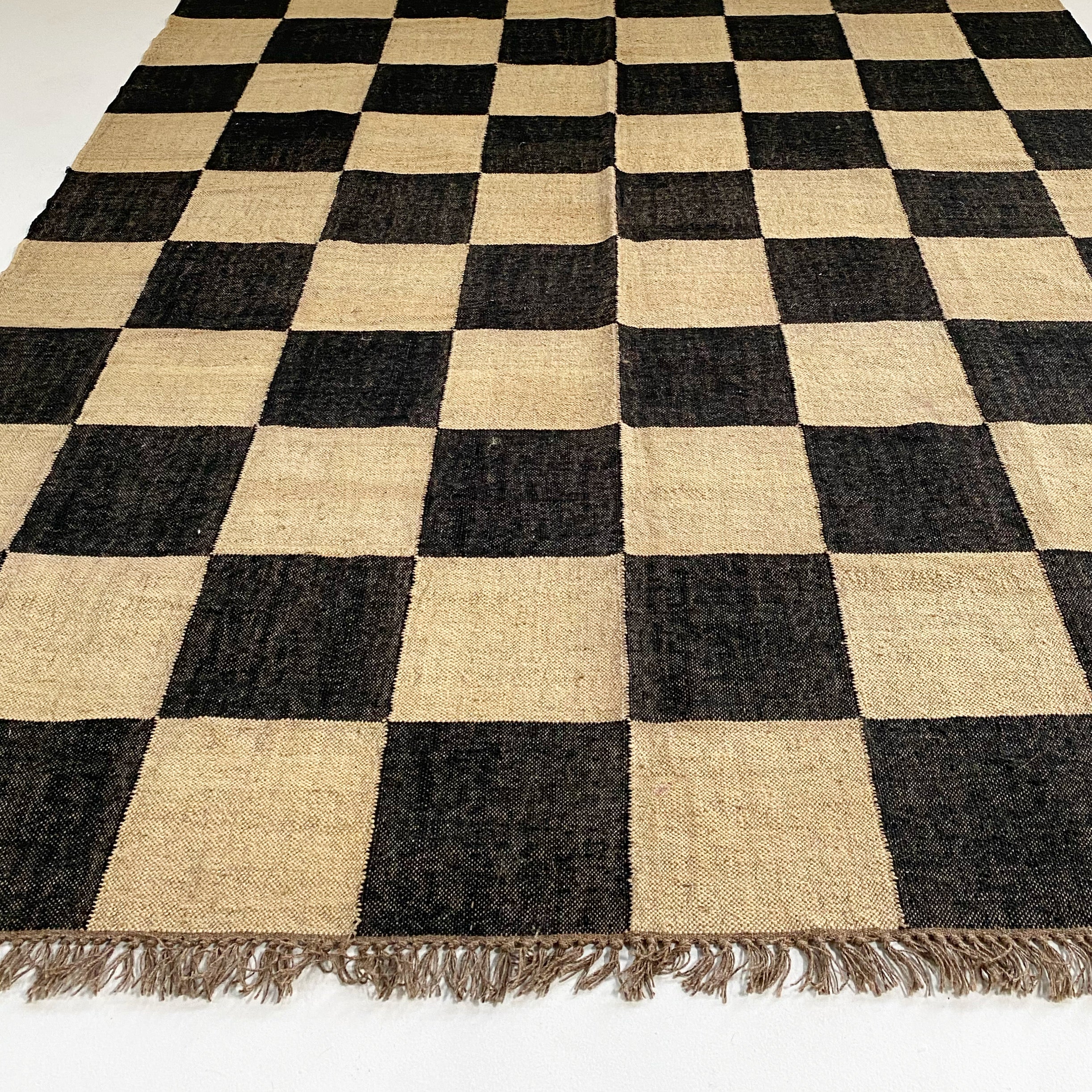 The Checkerboard Rug - Big Checks in Off Black