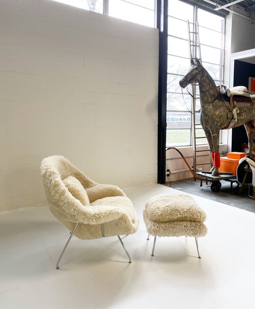 Bespoke Womb Chair and Ottoman in California Sheepskin - FORSYTH