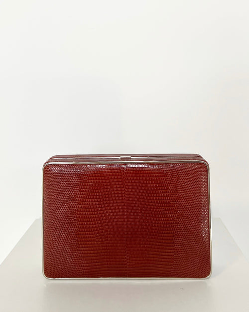 The Square Compact Case in Lizard - Cognac