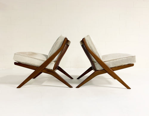 Scissor Chairs with Brazilian Cowhide Cushions, pair - FORSYTH