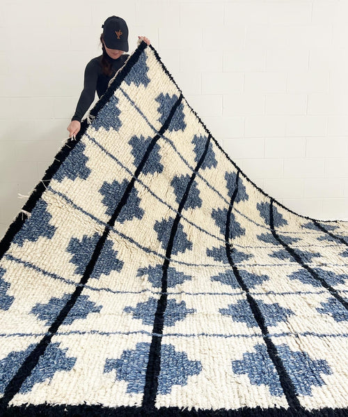 The Shaggy Tile Rug - Blue and Cream