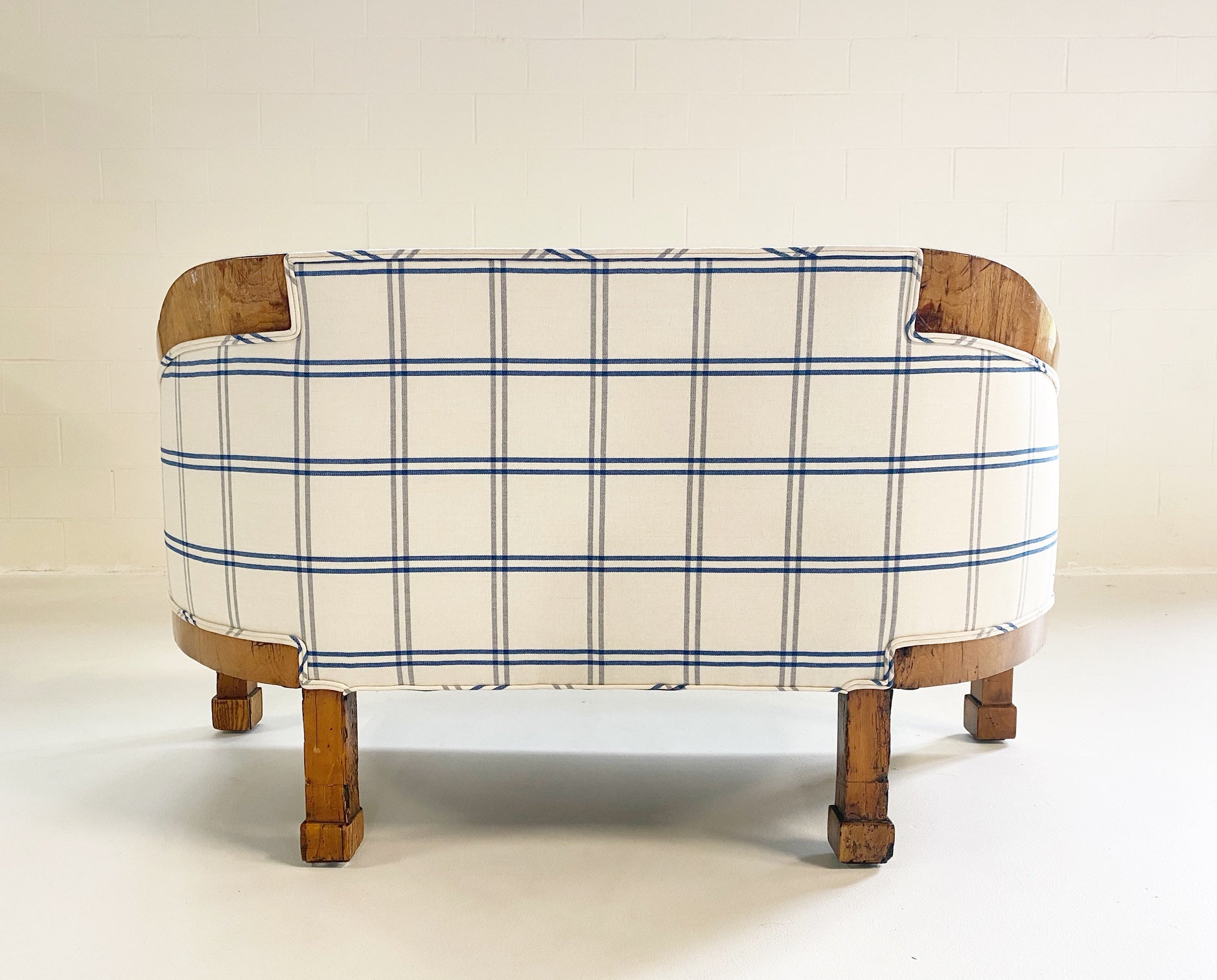 Biedermeier Loveseat in Schumacher Indigo Plaid - FORSYTH