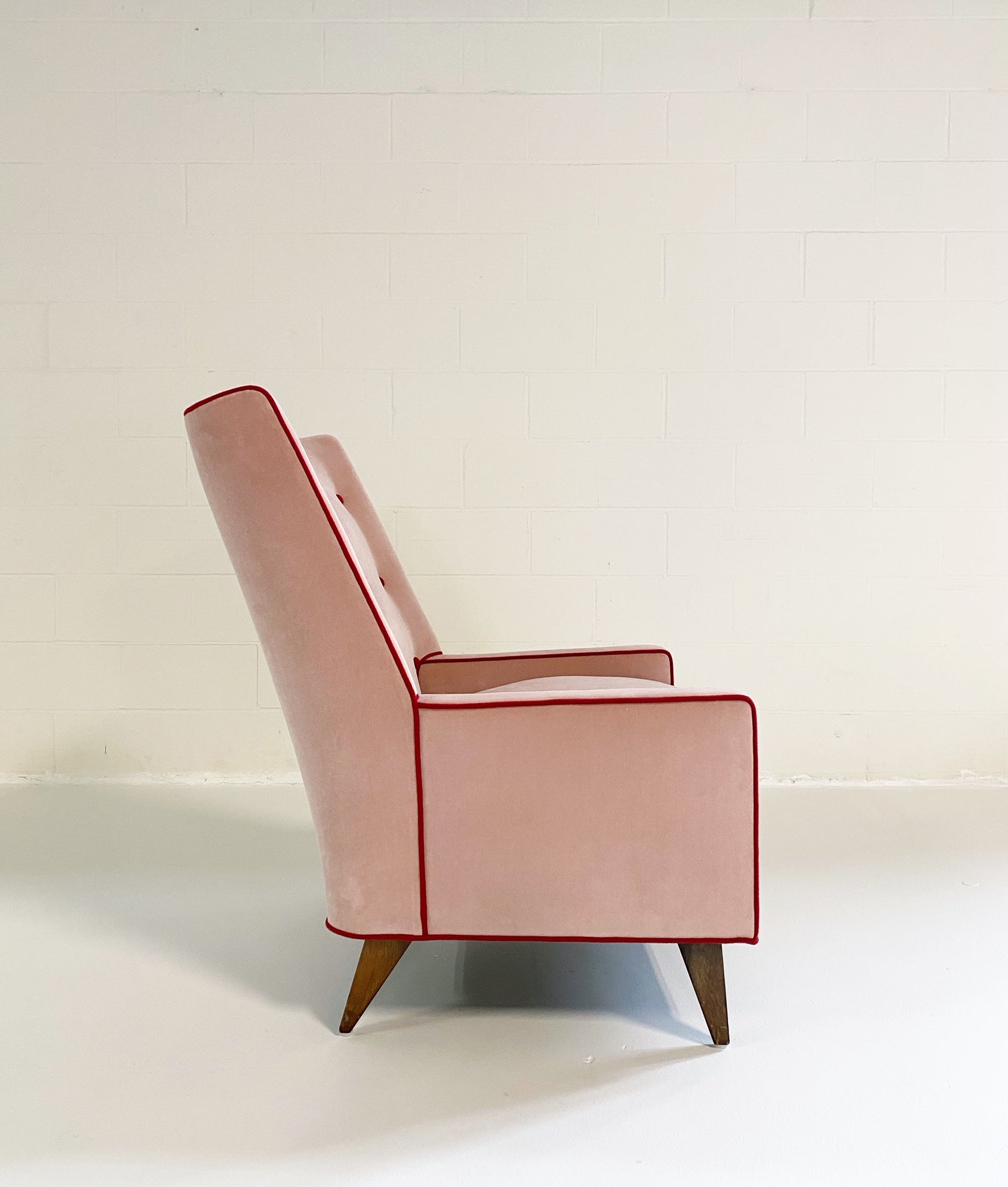 Lounge Chair in Schumacher Velvet and Loro Piana Cashmere