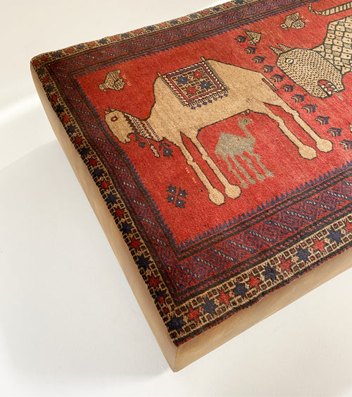 One-of-a-Kind Ottoman with Vintage Belouch Rug from Afghanistan