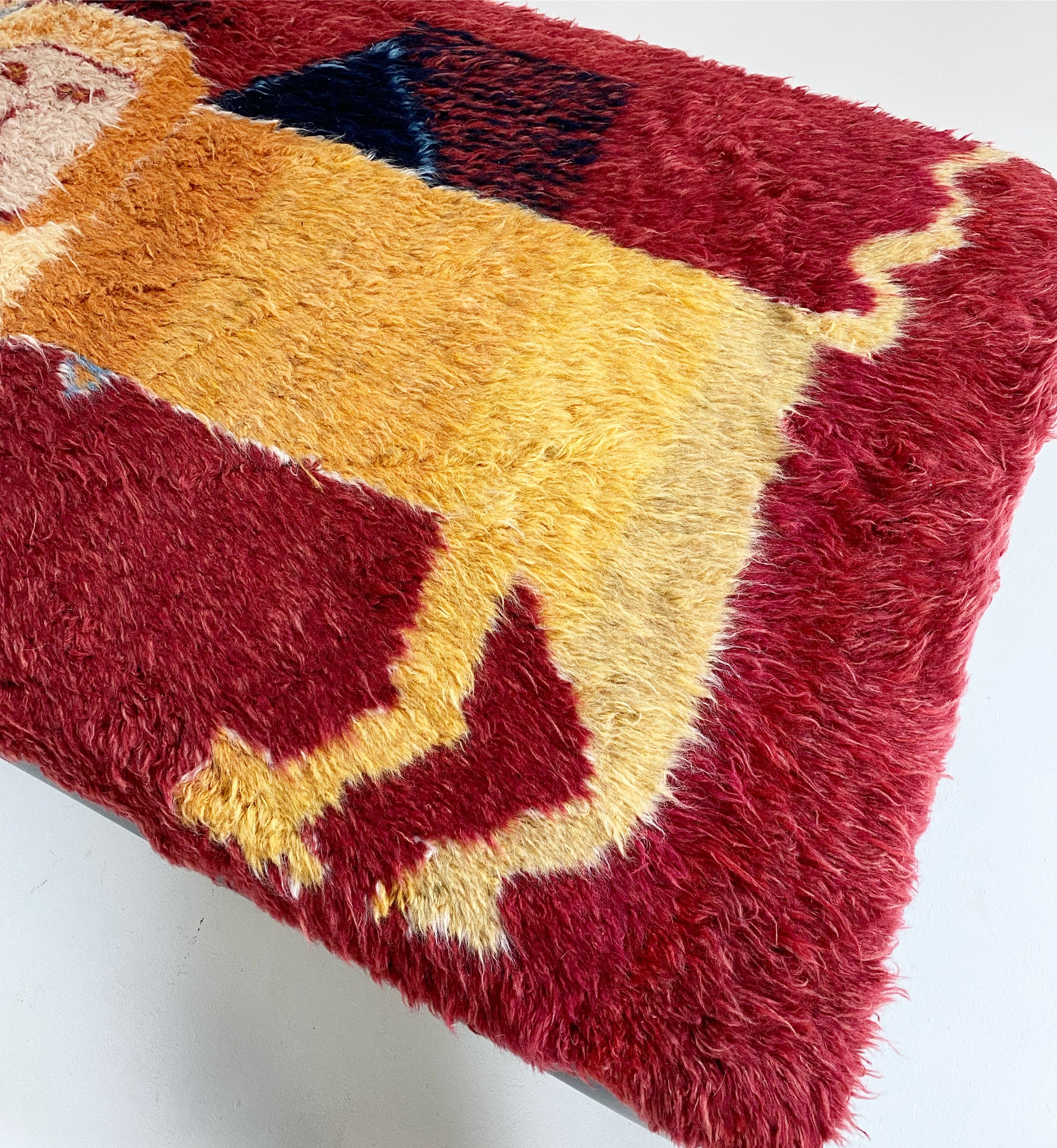 One-of-a-Kind Ottoman with Vintage Qashqai Gabbeh Rug from Iran