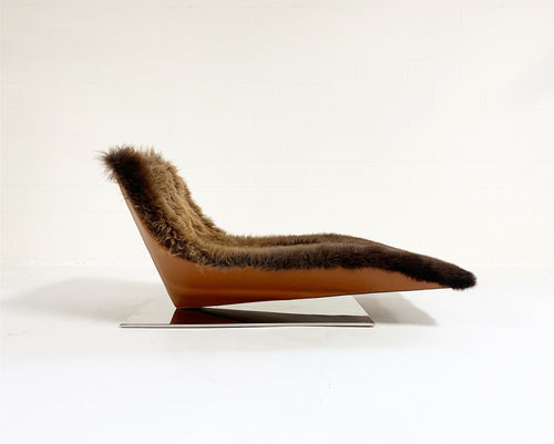 MDF Italia "Lofty" Chaise Lounge in Bison Hide and Loro Piana Leather
