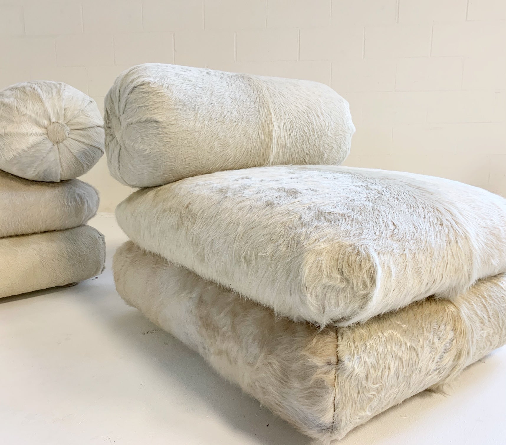 Large Slipper Chairs in Brazilian Cowhide, pair - FORSYTH