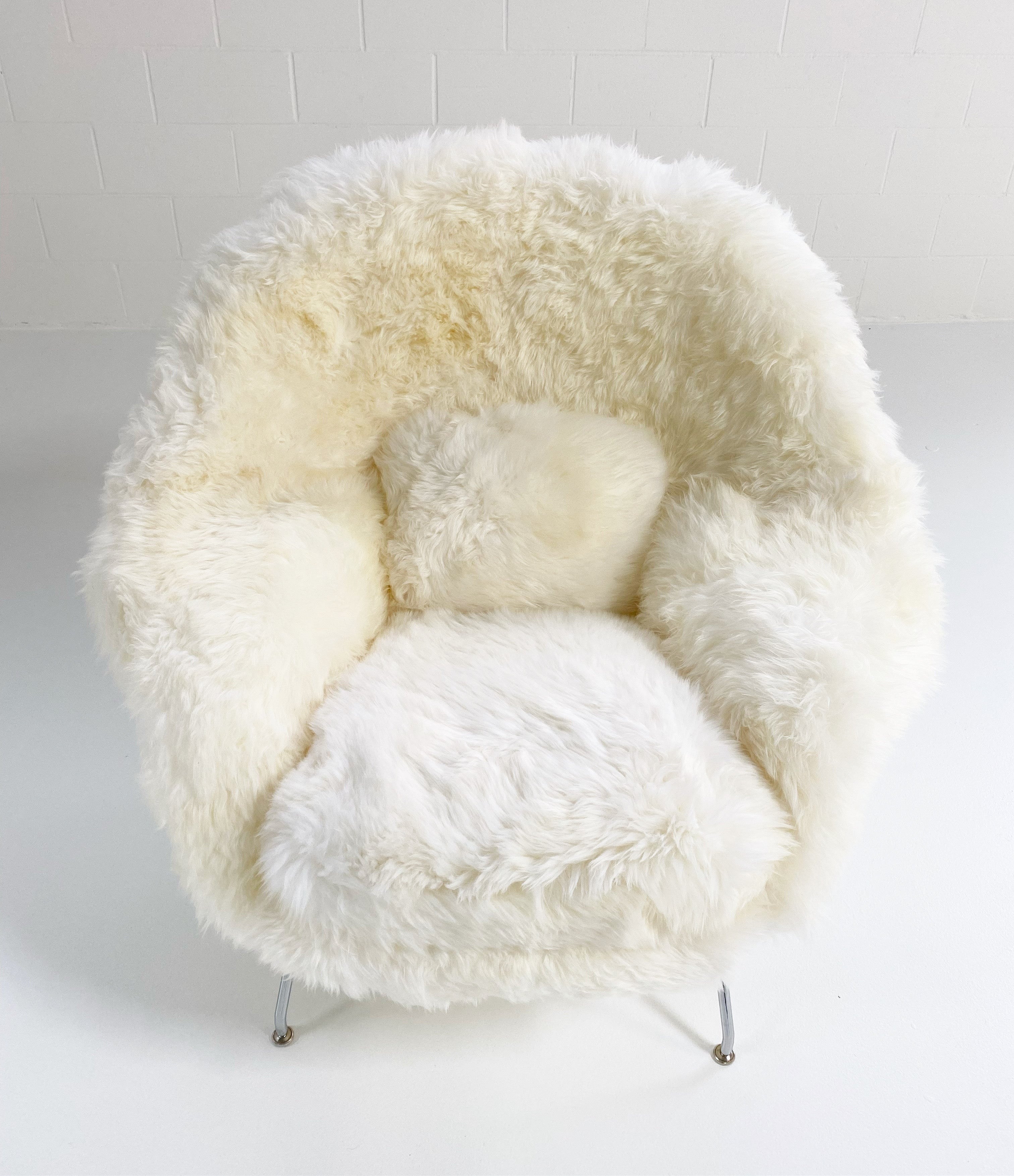 Bespoke Womb Chair and Ottoman in New Zealand Sheepskin