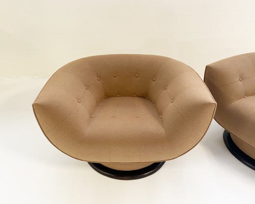 Swivel Lounge Chairs in Loro Piana Cashmere, pair - FORSYTH