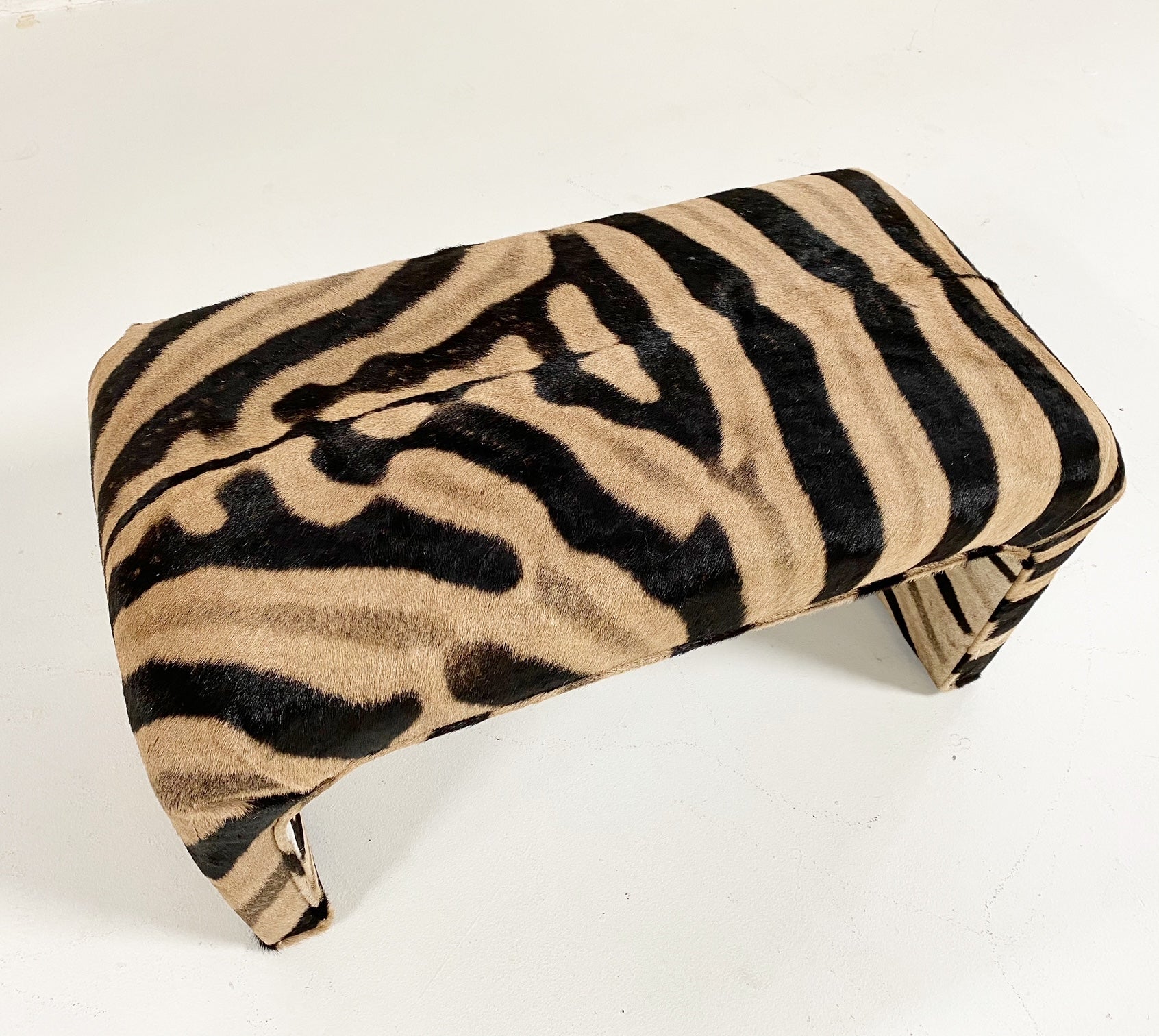 Vintage Waterfall Bench Restored in Zebra Hide