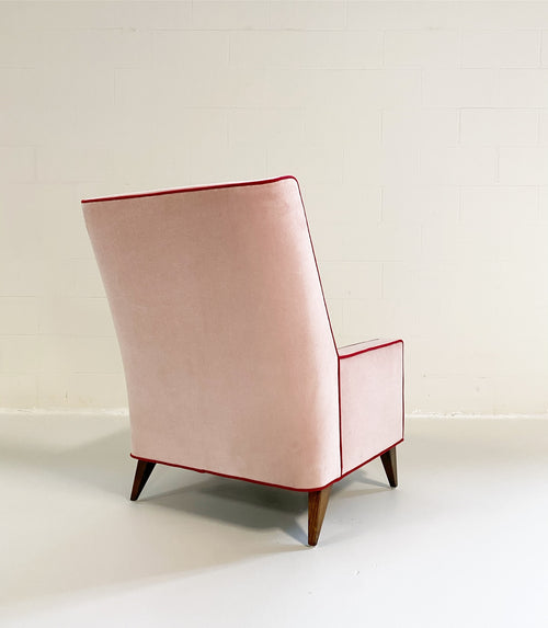 Lounge Chair in Schumacher Velvet and Loro Piana Cashmere