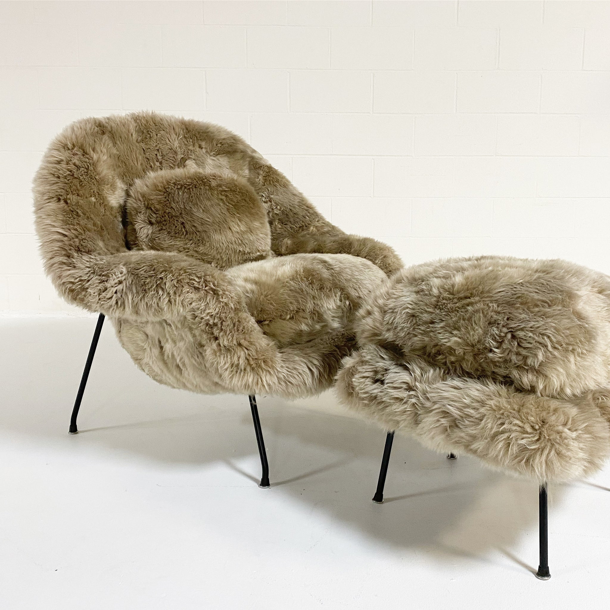 Bespoke Womb Chair and Ottoman in New Zealand Sheepskin