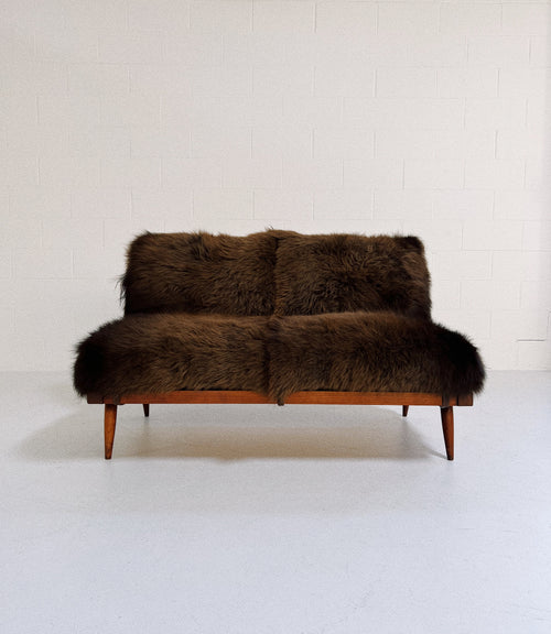 Settee with American Bison Hide Cushions