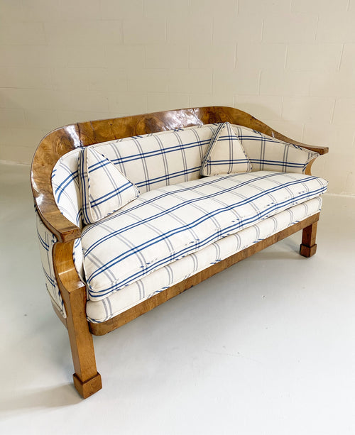 Biedermeier Loveseat in Schumacher Indigo Plaid - FORSYTH