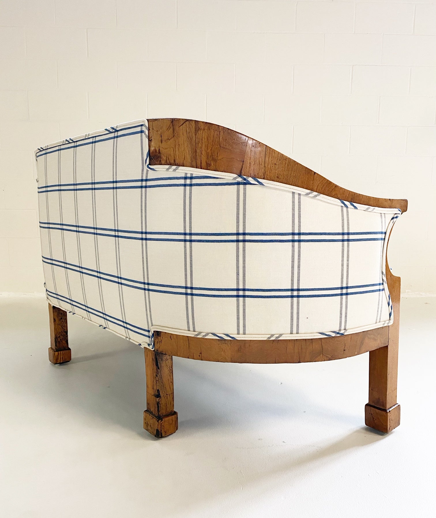 Biedermeier Loveseat in Schumacher Indigo Plaid - FORSYTH