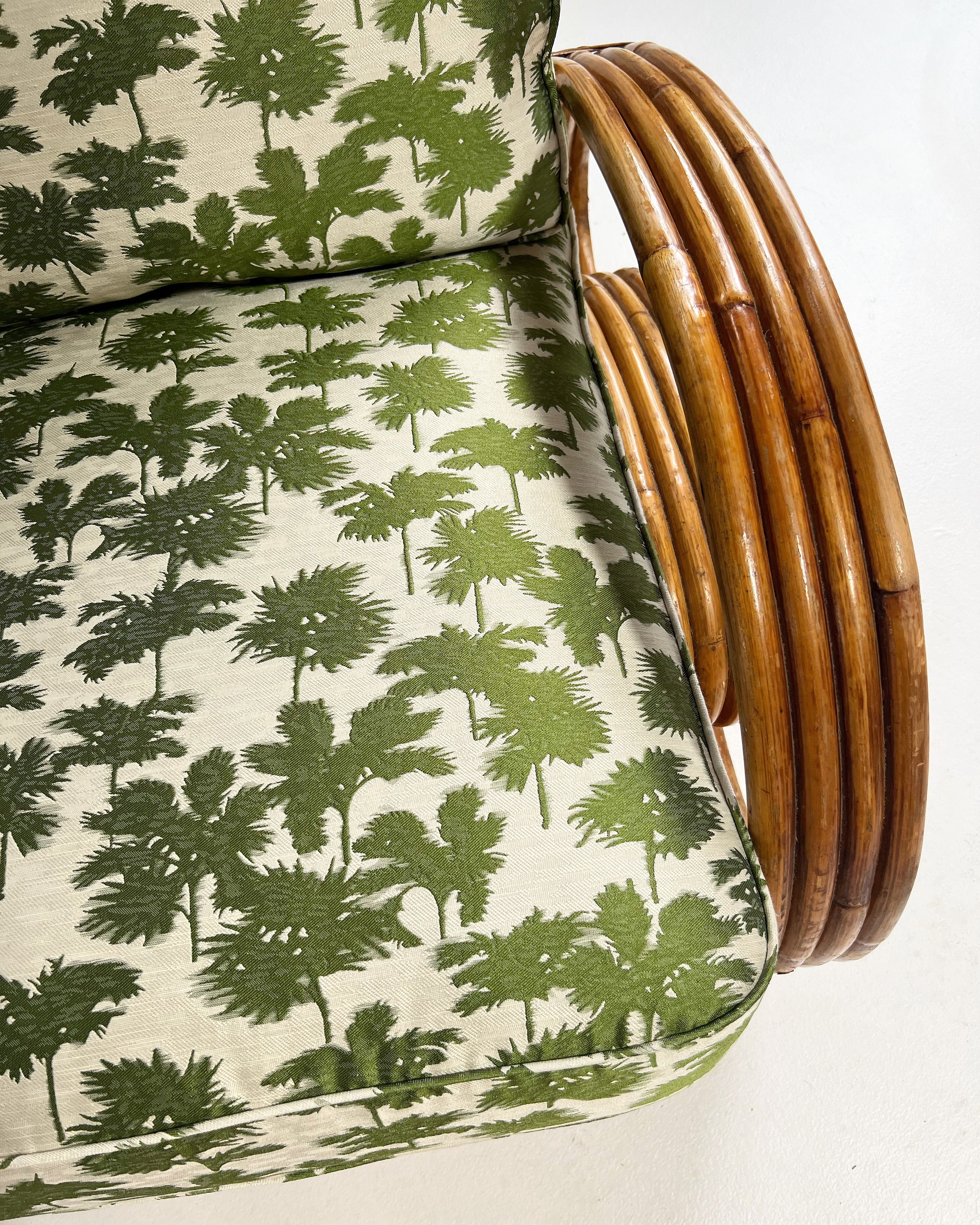 Frankl Style Rattan Chairs in Dedar Be Bop a Lula, Pair