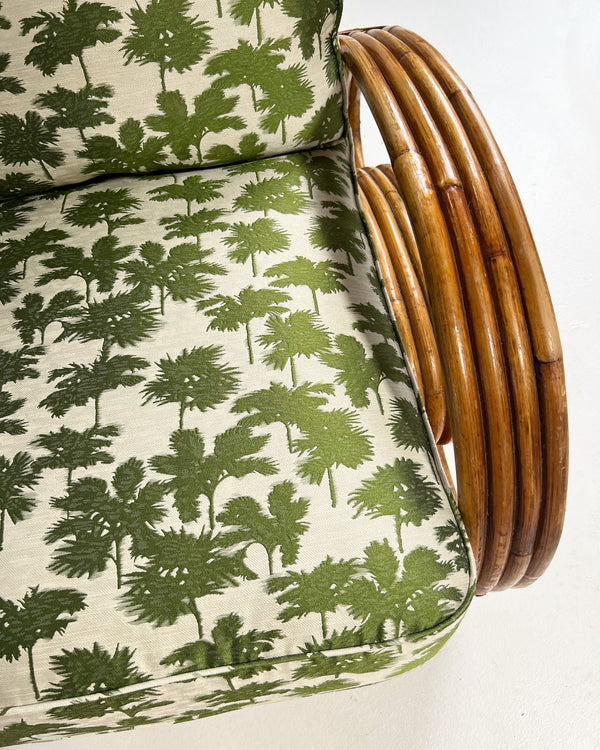 Frankl Style Rattan Chairs in Dedar Be Bop a Lula, Pair