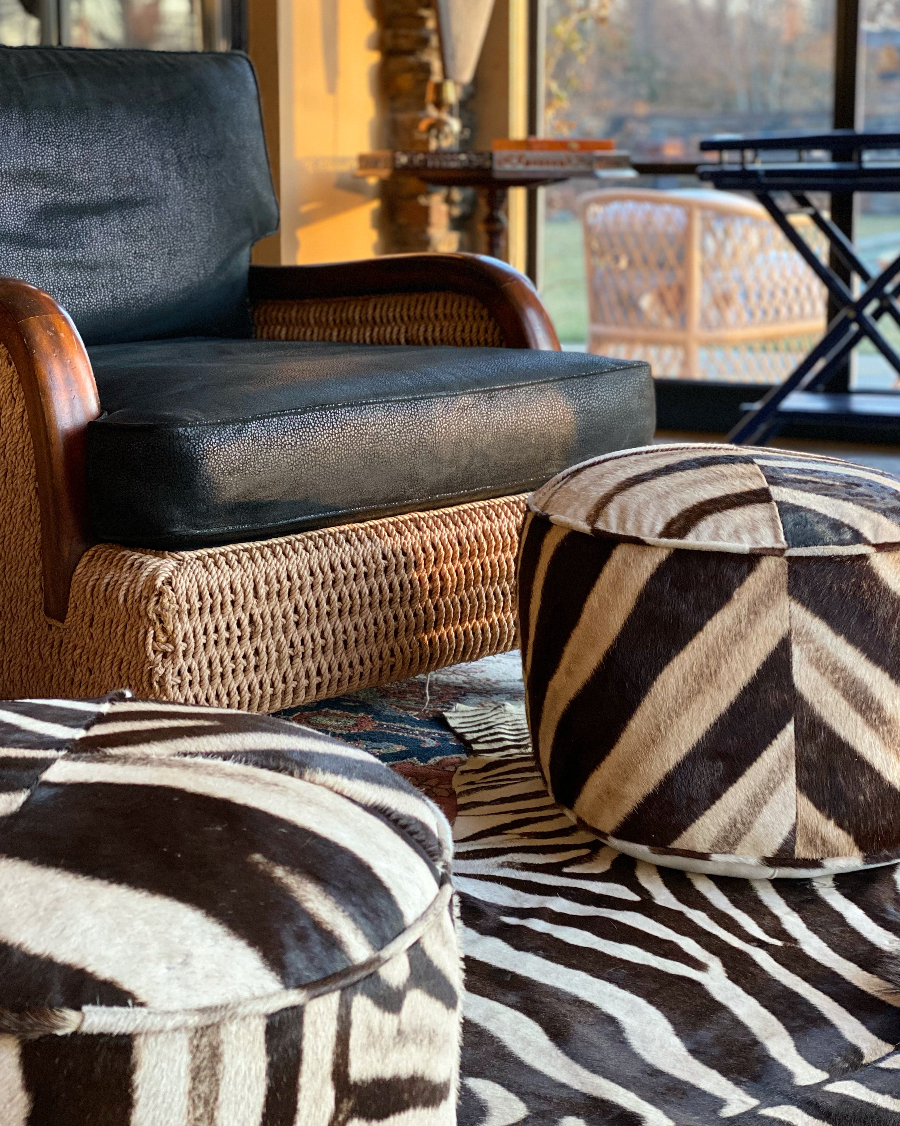 The Forsyth Pouf Ottoman in Zebra, Made to Order