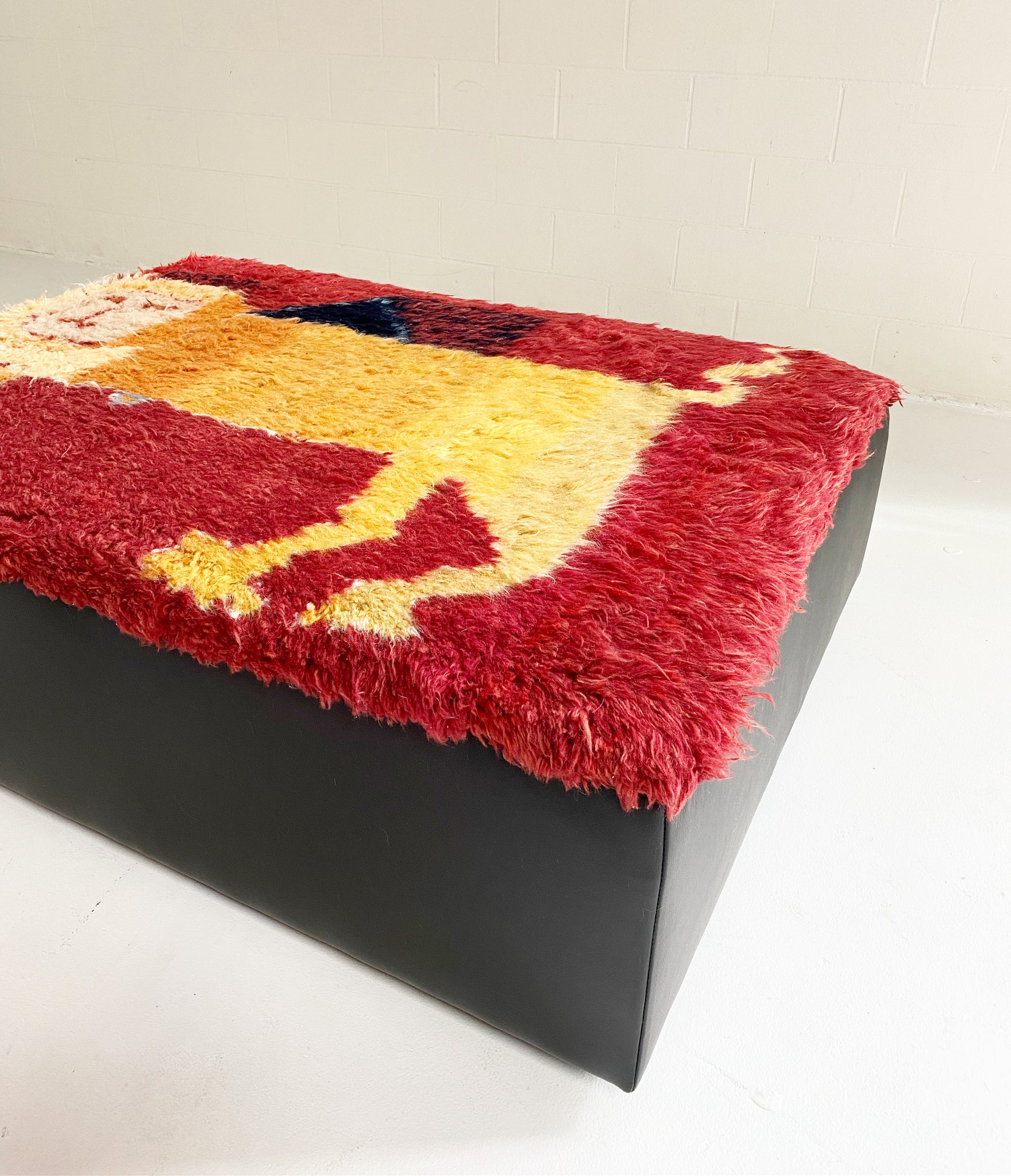 One-of-a-Kind Ottoman with Vintage Qashqai Gabbeh Rug from Iran