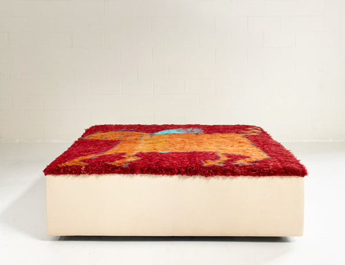 One-of-a-Kind Ottoman with Vintage Qashqai Gabbeh Rug from Iran