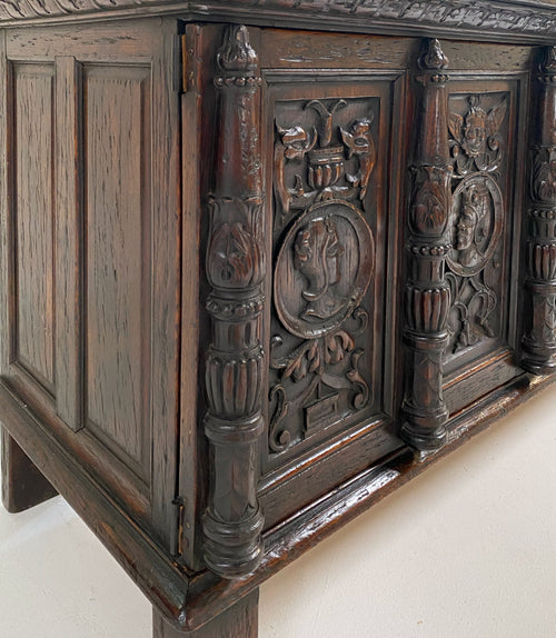 Antique Carved Oak Coffer