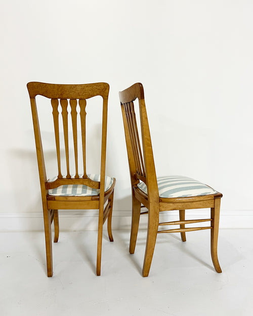 Antique 19th Century Biedermeier Side Chairs in Attersee Cotton Linen, Pair