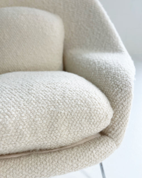 Bespoke Womb Chair and Ottoman in Dedar Boucle