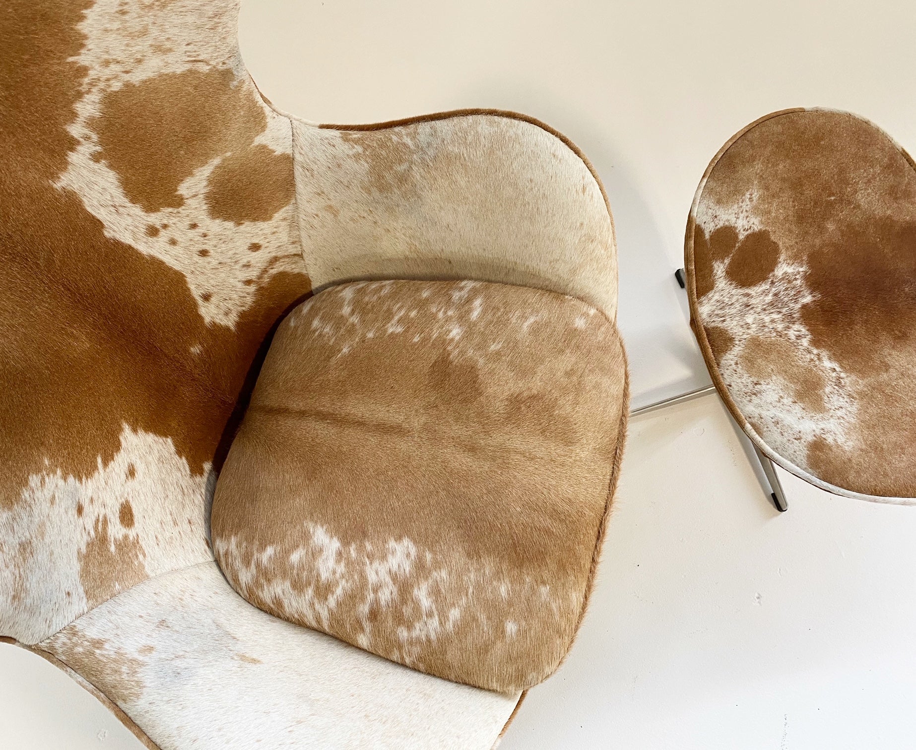 Egg Chair and Ottoman in Brazilian Cowhide - FORSYTH