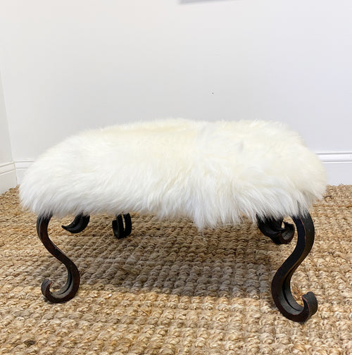 Iron Foot Stool in New Zealand Sheepskin