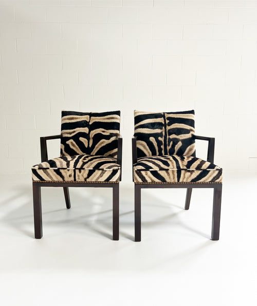 Model 6337 Armchairs in Zebra Hide, Pair