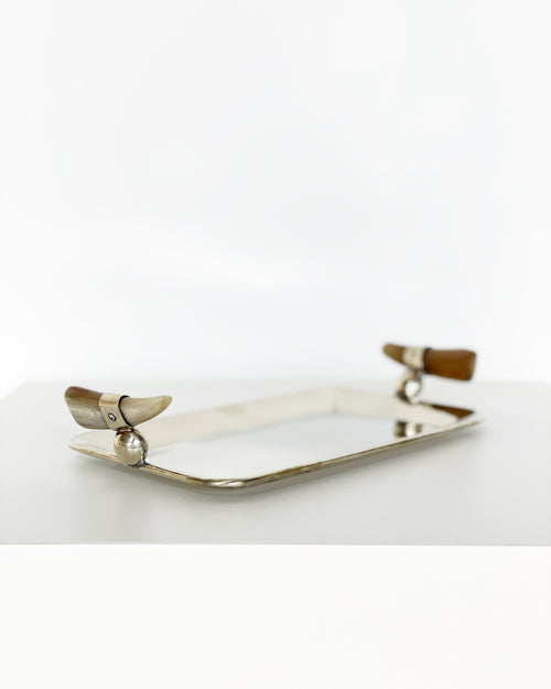 Small Silver Alpaca and Horn Tray, Light