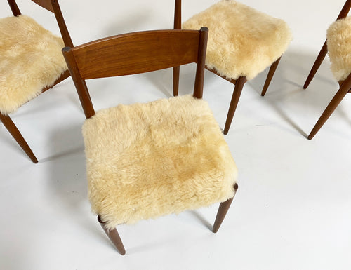 Danish Dining Chairs in Texas Sheepskin, set of 4