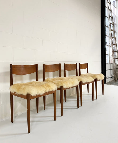 Danish Dining Chairs in Texas Sheepskin, set of 4