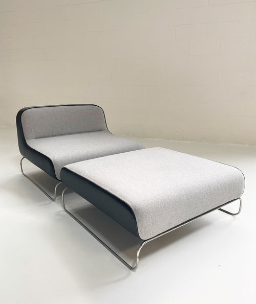 Lounge Chair & Ottoman in Loro Piana Cashmere and Leather