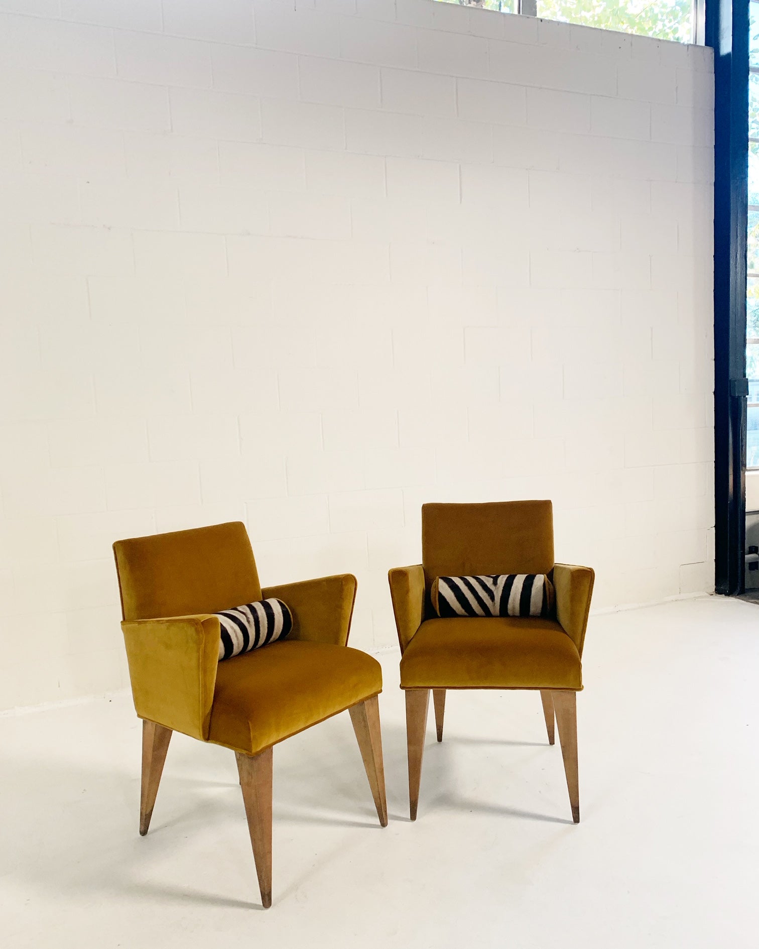 Mexican Modernist Chairs in Loro Piana Velvet and Zebra Hide, pair - FORSYTH