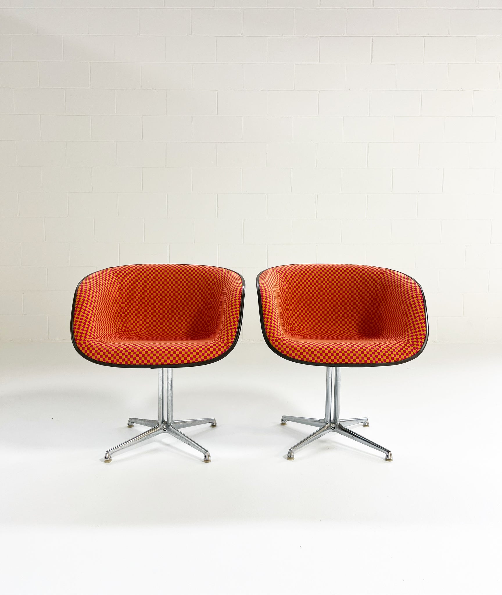 La Fonda Chairs in Alexander Girard Checker Fabric, Pair