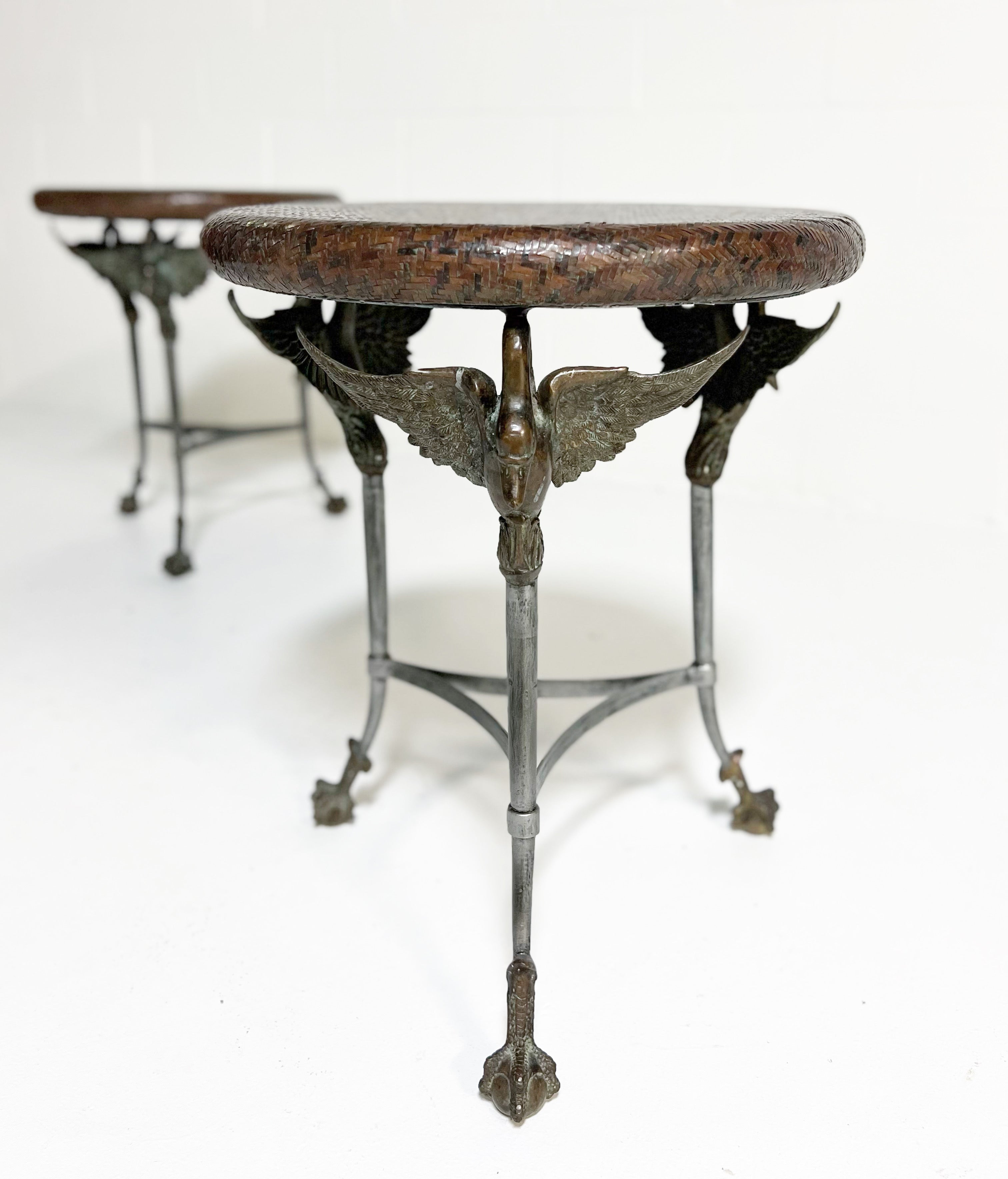 Vintage Empire Style Steel and Bronze Swan Gueridons, ONE available