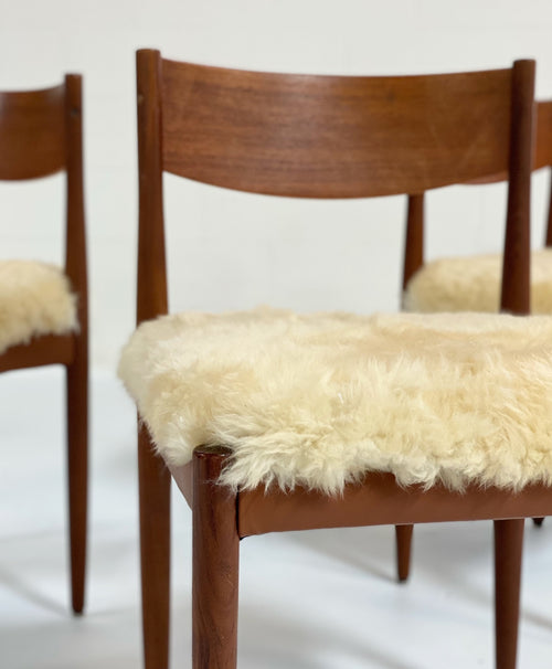 Danish Dining Chairs in Texas Sheepskin, set of 4