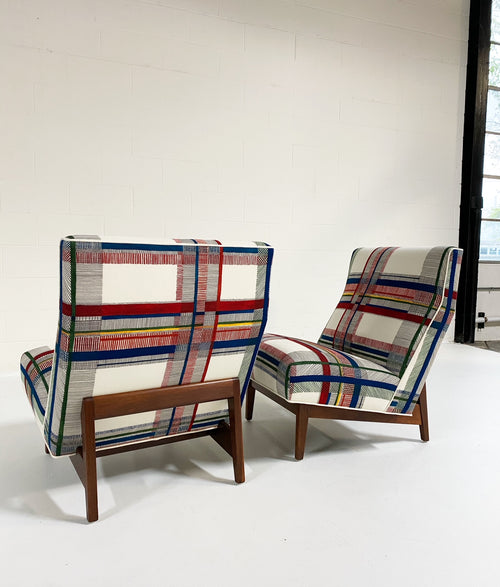 Walnut Slipper Chairs in Hermès Wool, ONE available