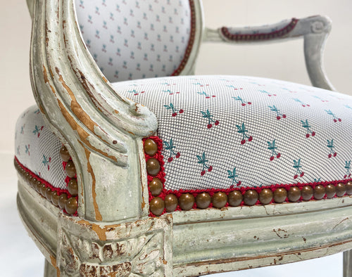 Louis XV Style Chairs in Dedar "Cherry Oh" Fabric