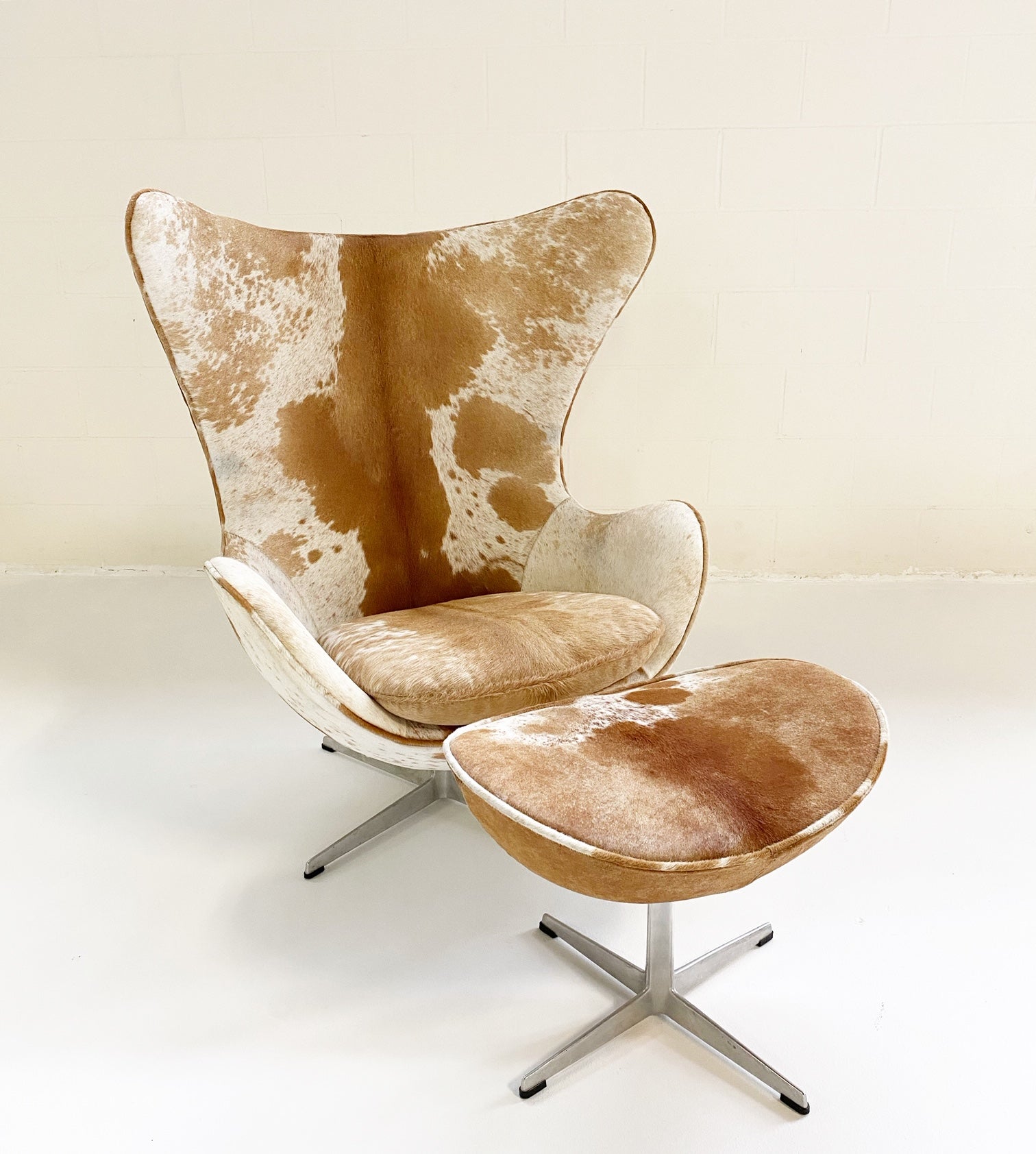 Egg Chair and Ottoman in Brazilian Cowhide - FORSYTH