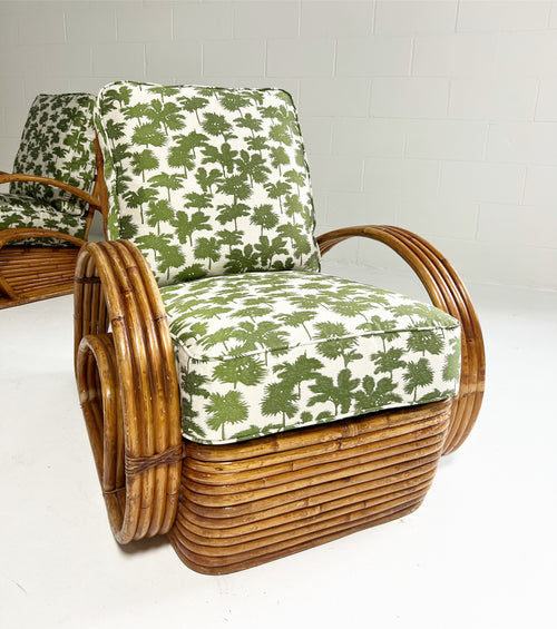 Frankl Style Rattan Chairs in Dedar Be Bop a Lula, Pair