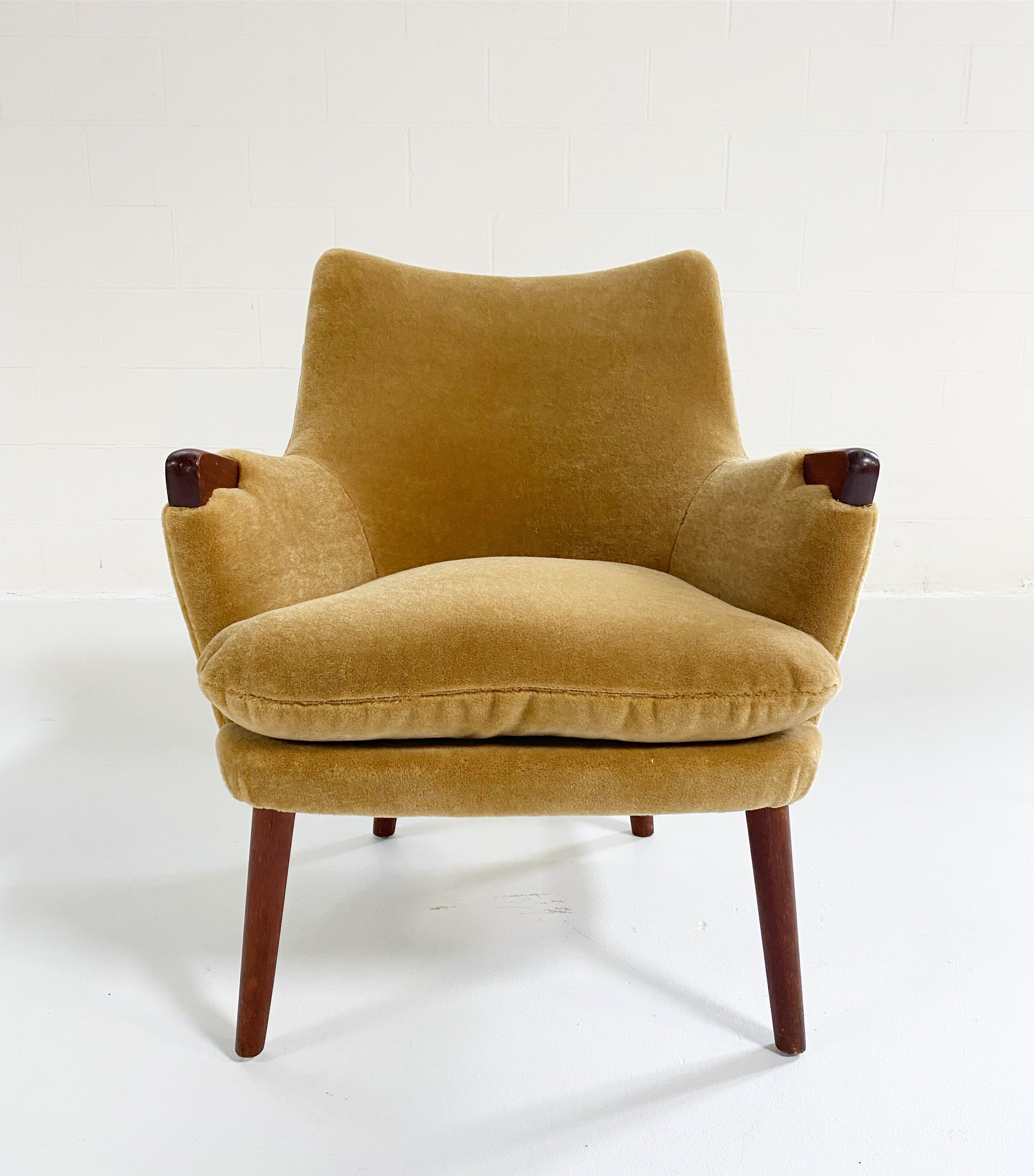 CH71 Lounge Chair and Ottoman in Pierre Frey Teddy Mohair