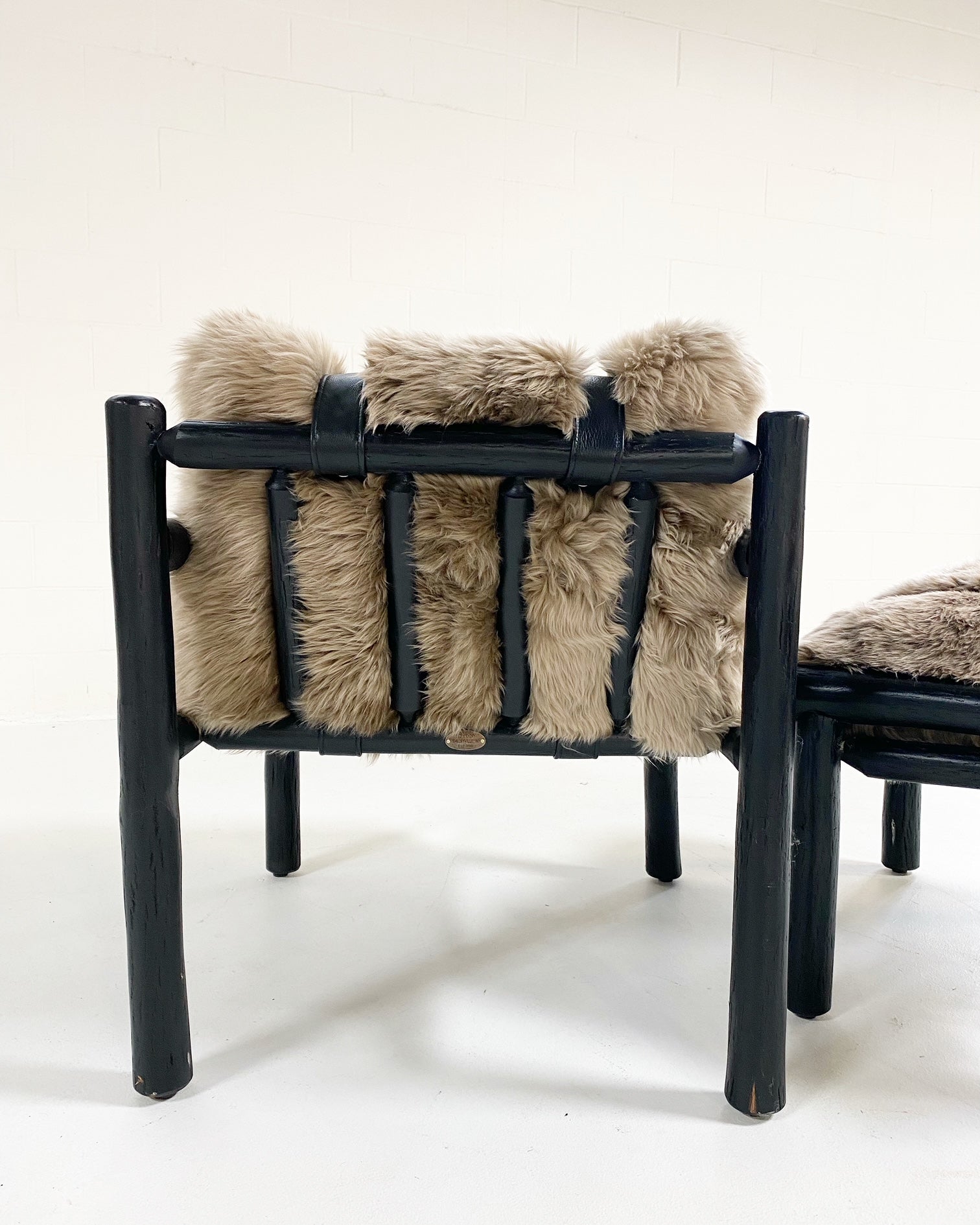 Black Butte Chair and Ottoman with Sheepskin Cushions